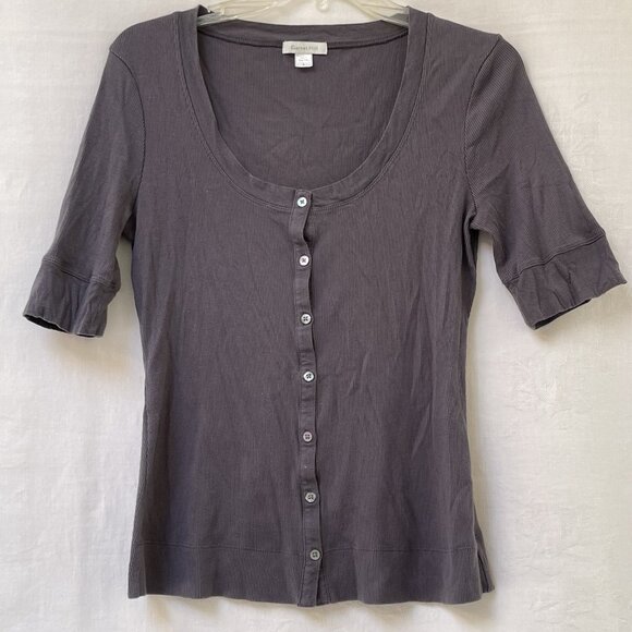 Garnet Hill Essential Scoop Neck Tee Womens Small Y2k Fairy Whimsy Rib Knit Top - Picture 1 of 10